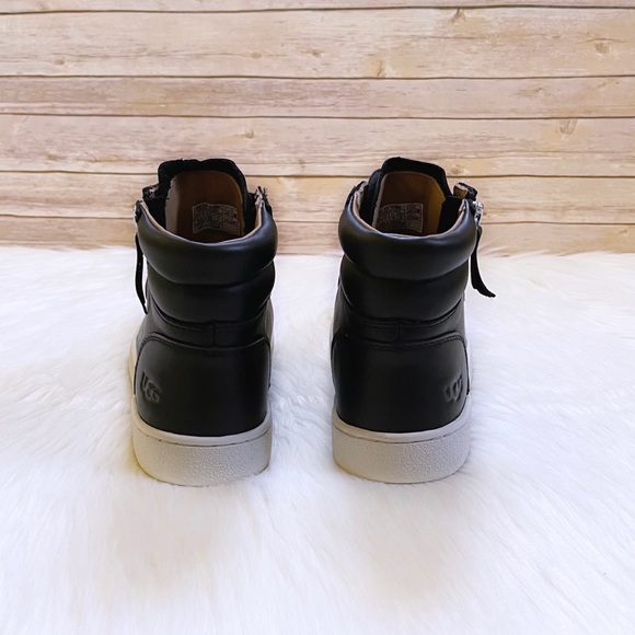 UGG Black Leather Olive High Top Sneaker - Picture 3 of 9